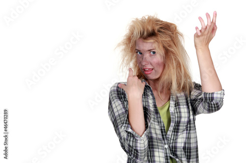 Photo: Woman receiving electric shock Woman receiving electric shock