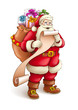 Santa Claus with sack full of gifts reading list. Vector