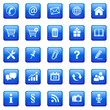 5x5  Button Icon Set Quadratisch Blau -  01