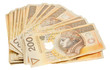 A stack of Polish 200 zloty notes