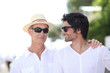 Father and son on a holiday trip.