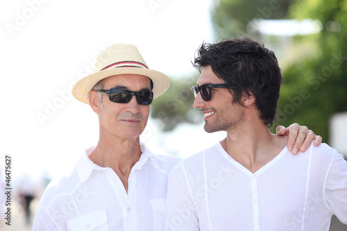 Photo: Father and son on a holiday trip. Father and son on a holiday trip.