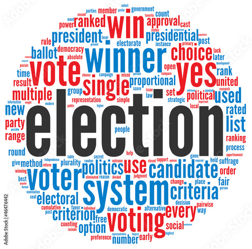 Illustration: Election concept in word cloud Election concept in word cloud
