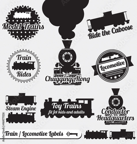 Vector: Vector Set: Train and Locomotive Labels and Stickers Vector Set: Train and Locomotive Labels and Stickers