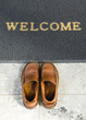 Welcome cleaning foot carpet with shoes