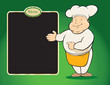 chef restaurant with menu