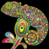Chameleon Psychedelic Art Design-Camaleonte Psichedelico-Vector