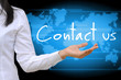 working women hand holding contact us