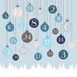 Advent Calendar Hanging Christmas Balls Forest Blue