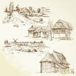 rural landscape, agriculture - hand drawn collection