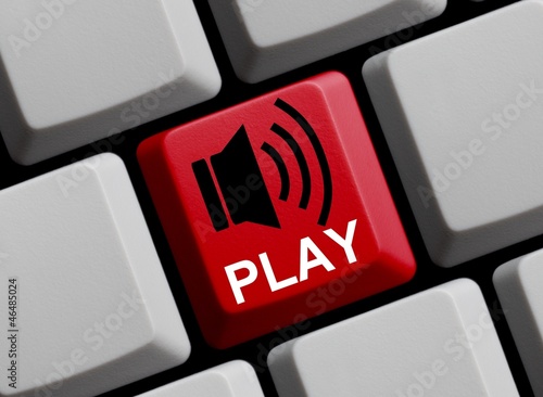 Illustration: Play - Lautsprechersymbol auf Tastatur Play - Lautsprechersymbol auf Tastatur