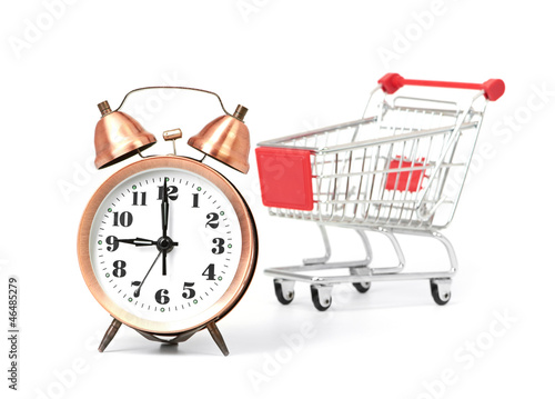 Photo: shopping cart with clock shopping cart with clock