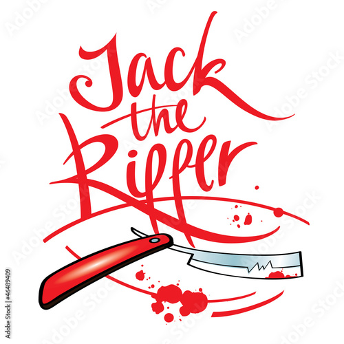 Vector: Jack the Ripper maniac killer razor blade blood drop splash Jack the Ripper maniac killer razor blade blood drop splash