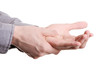 Man holding his hand