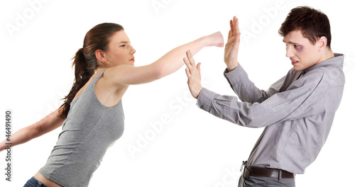 Photo: Attractive young couple fighting. Attractive young couple fighting.