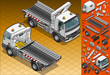 Vector: isometric tow truck in two position isometric tow truck in two position