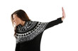 Stop gesture showed by young woman hand