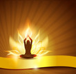 Beautiful lotus flower like fire, woman in yoga pose
