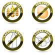 Beautiful diet icons. Gluten free, lactose free and egg free