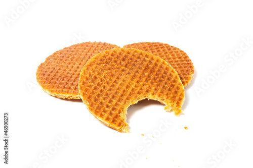 Photo: bitten waffle with caramel bitten waffle with caramel