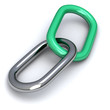 Network and connection icon - 3d chain link - silver and green