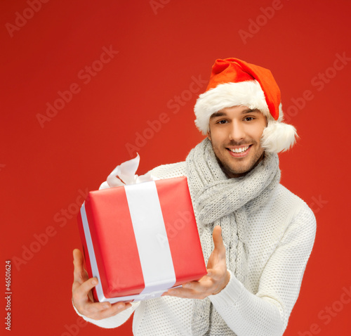Photo: handsome man in christmas hat handsome man in christmas hat