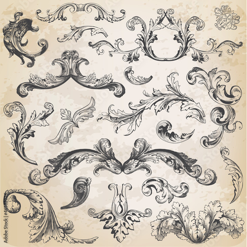 Vector: Vector Set: Calligraphic Design Elements and Page Decoration Vector Set: Calligraphic Design Elements and Page Decoration