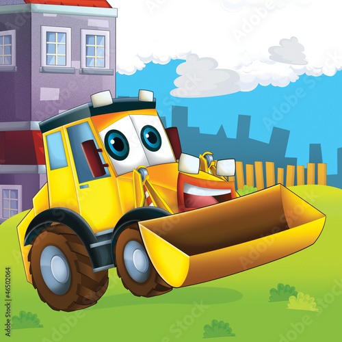 Illustration: The happy tractor - illustration for the children The happy tractor - illustration for the children
