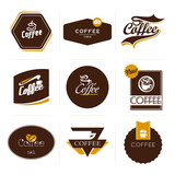 Collection of retro styled coffee labels, frames and badges.