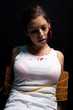 Photo: Kidnapped and tortured young woman with a big cut on her face, t Kidnapped and tortured young woman with a big cut on her face, t