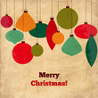 Card with Christmas balls, vintage holiday design with ornaments
