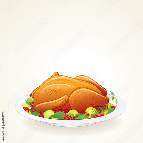 Vector: Festive Thanksgiving, Christmas Turkey. Vector Illustration Festive Thanksgiving, Christmas Turkey. Vector Illustration