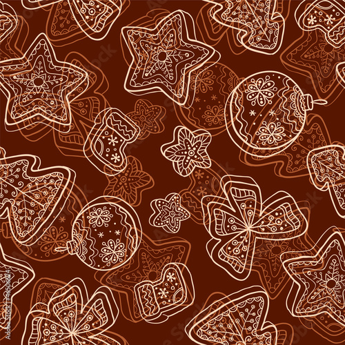 Vector: Christmas dark chocolate sweets seamless pattern Christmas dark chocolate sweets seamless pattern