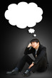 Photo: Young man with a empty speech bubble over his head Young man with a empty speech bubble over his head