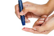 Diabetic lancet device in hand