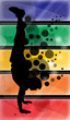 Silhouette of a boy doing handstand