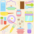 Vector collection of Cooking, Baking Tools in Pastel