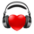 Red heart with headphones