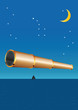 Vector: Spyglass with the stars and yacht on background Spyglass with the stars and yacht on background