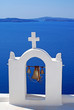 Traditional architecture of Oia village at Santorini island in G