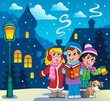 Vector: Christmas carol singers theme 3 Christmas carol singers theme 3