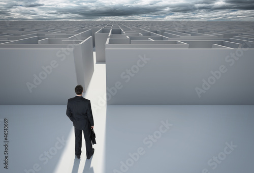 Photo: Make a decision. Maze. Without Sign Welcome. Wide angle. Make a decision. Maze. Without Sign Welcome. Wide angle.