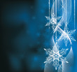 Christmas background in blue colors with snowflakes.