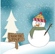 Vector: Christmas greeting card with funny snowman Christmas greeting card with funny snowman