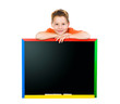 little boy with a board