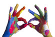 mani colorate con occhiali