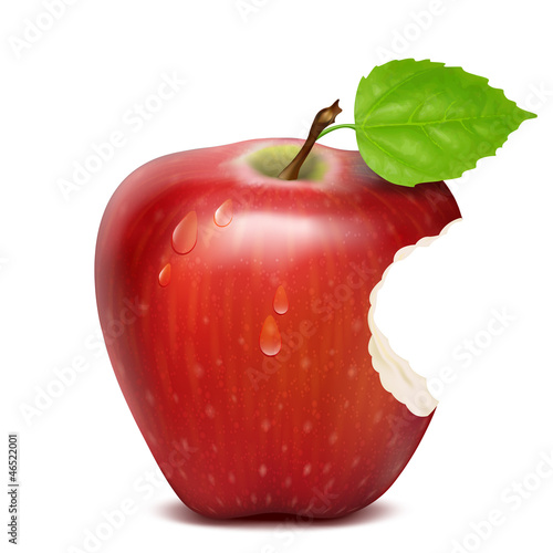 Vector: bitten red apple bitten red apple
