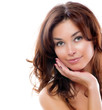 Girl Isolated on a White Background. Perfect Skin. Beauty Face