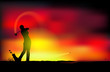 Golf at sunset