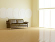 Interior design of modern light living room.